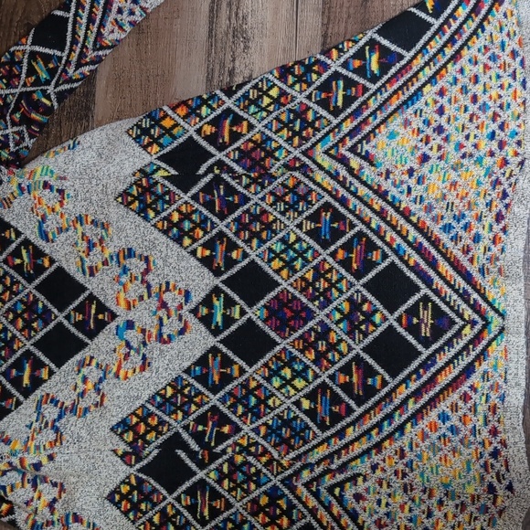 On Blue Aztec Long Hooded Cardigan Sweater Size Small Multicolor Rainbow - Picture 10 of 13